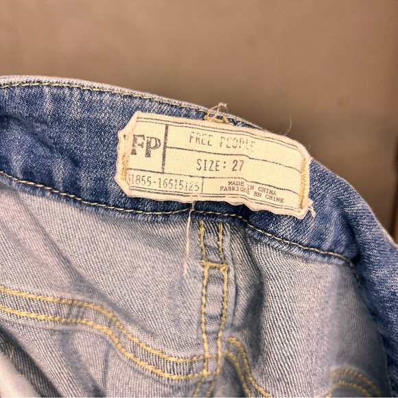 Free People Washed Denim Overalls Medium Wash 27 - Picture 9 of 10